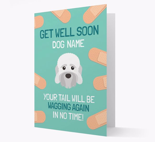 Personalized 'Get well soon {dogsName}' Card with {breedFullName} Icon